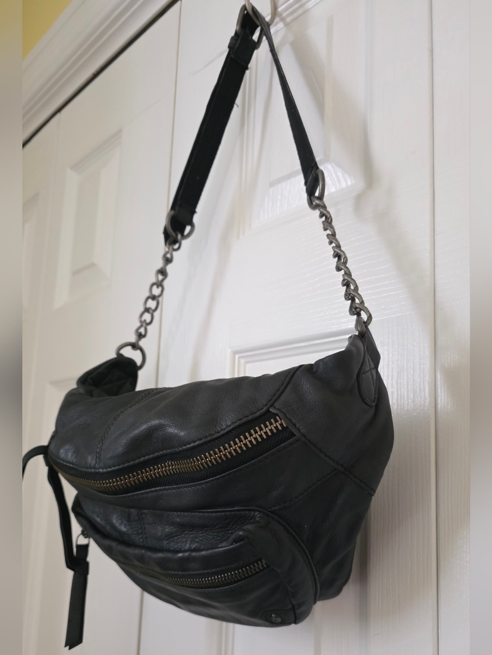 Free People Black Leather Crossbody Fanny Pack - Picture 4 of 12